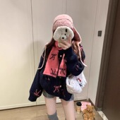 韩系甜美减龄蝴蝶结毛衣开衫 宽松围巾针织上衣 时尚 女秋季 2025新款