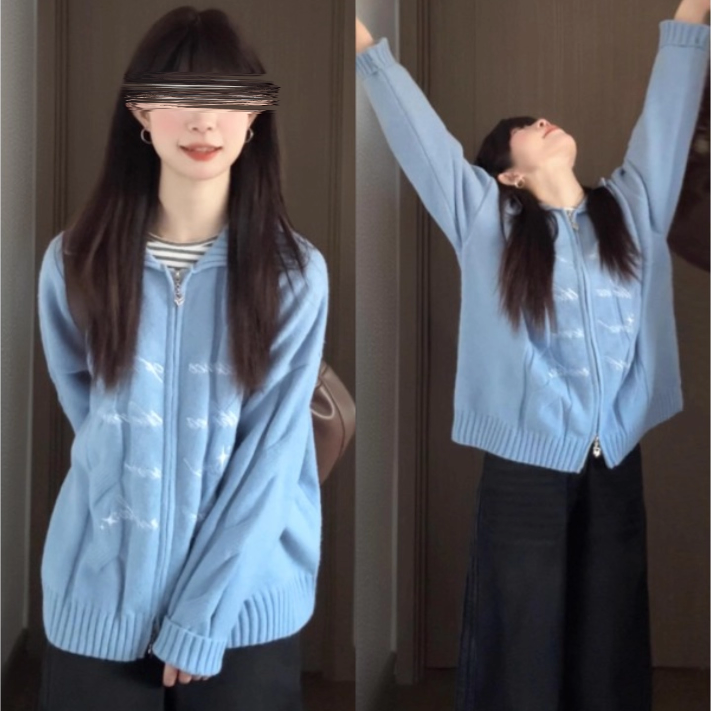 冬季针织毛衣拉链外套上衣