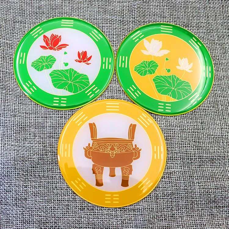 8公分黄铜先天八卦白荷花红荷花室内卫生间横梁鼎贴圆形铜牌带胶