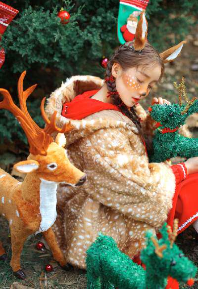 森系鹿角写真发箍发饰迷路精灵发夹对家圣诞派对摄影头饰特价包邮