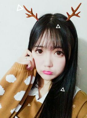 森系边夹写真派对婚纱走秀麋鹿角