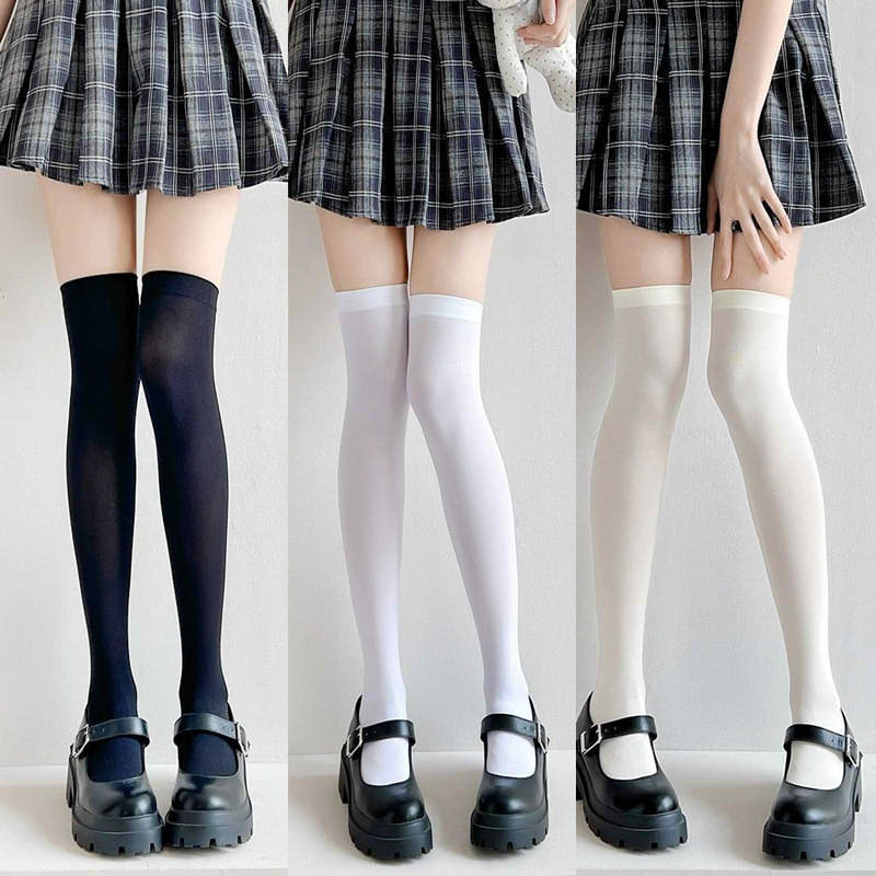 日系奶白jk洛丽塔过膝长筒大腿袜