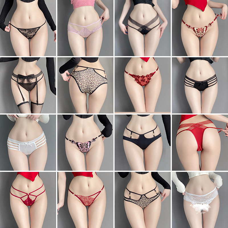 性感女士内裤纯欲日系蝴蝶蕾丝绑带丁字裤