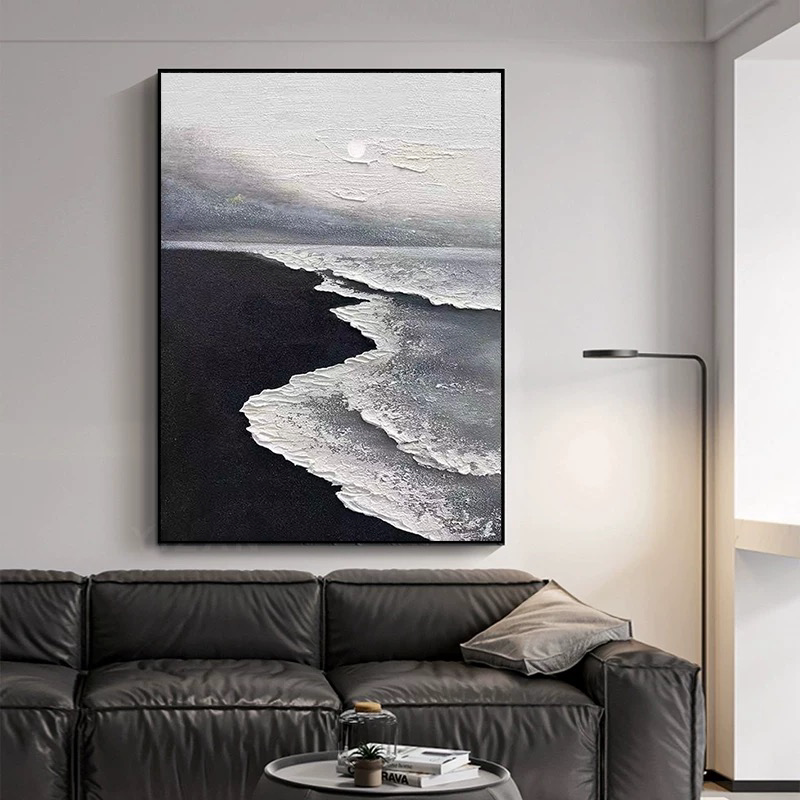 纯手绘砂岩肌理画现代简约抽象海油画