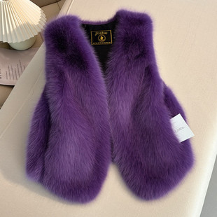 秋冬仿毛皮草马甲女装狐狸毛背心马夹女坎肩修身短款外套反季特价
