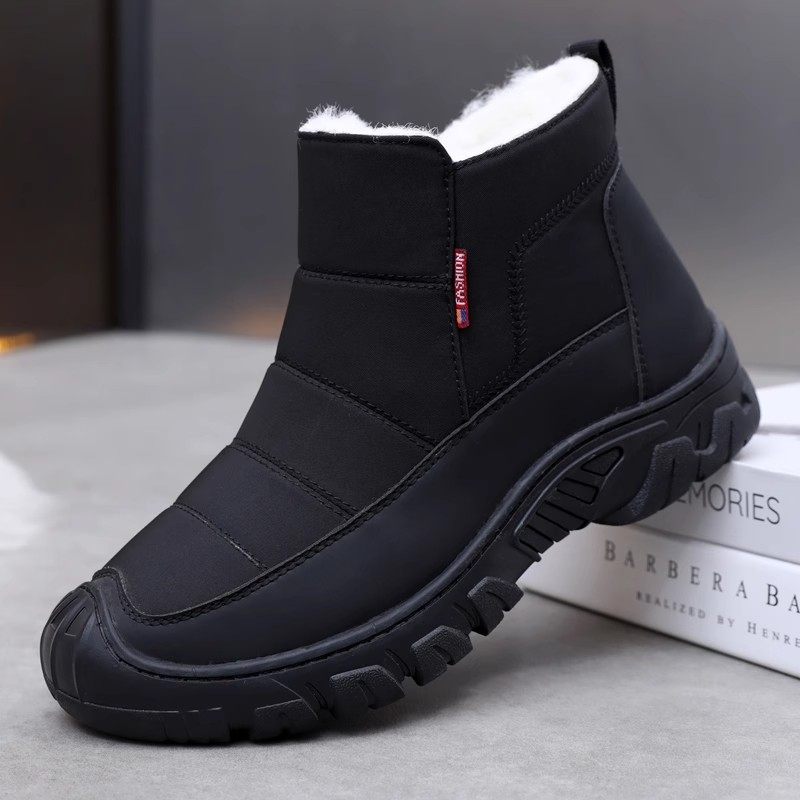 冬季男棉靴加厚保暖纯羊毛皮毛一体棉鞋老北京布鞋防滑防水男靴子