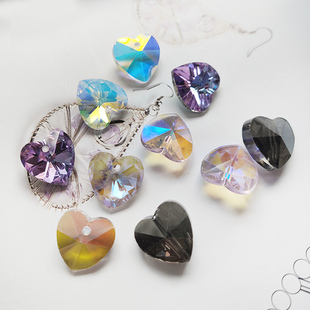 精品桃心 玻璃珠子DIY手工饰品项链耳环雨滴吊坠配件材料 14mm