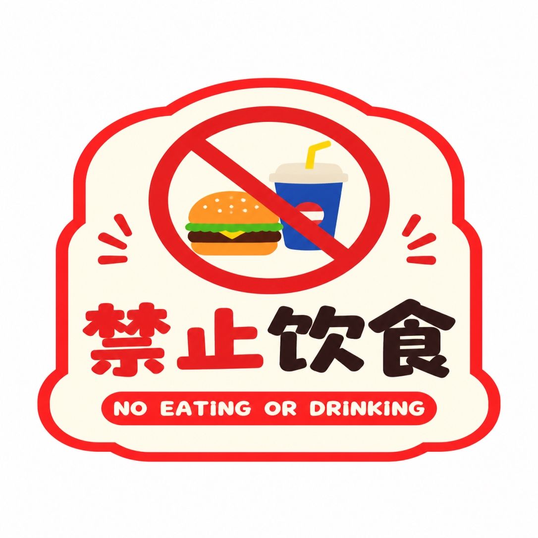禁止饮食温馨提示牌亚克力警示牌店铺餐厅办公室墙贴严禁携带食物