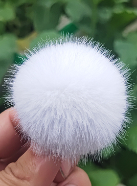 精仿 白色人造毛貂毛球 足5CM水貂毛球毛绒球 Fake Mink Fur Ball