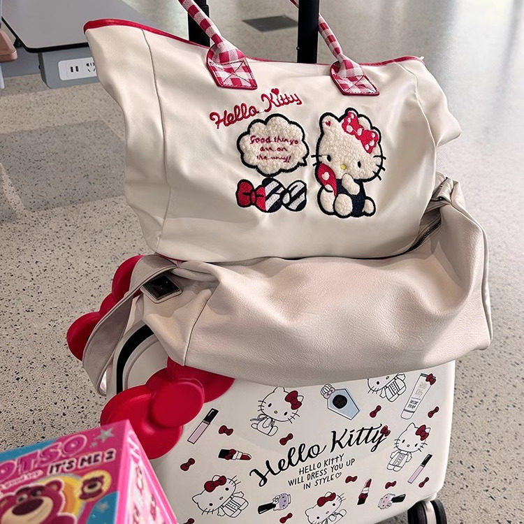 旅行包kt猫出差短途旅行袋女大容量hellokitty高颜值拉杆箱旅行包