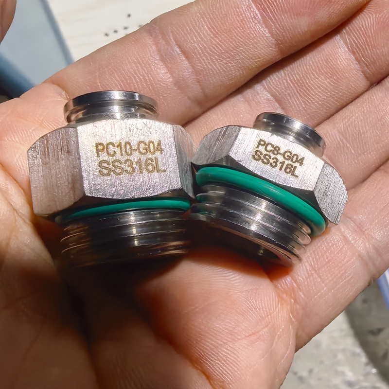 SS316L不锈钢G螺纹12-G03直通插气管接头PC6-G01气动8-G02/10-G04