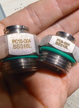 SS316L不锈钢G螺纹12-G03直通插气管接头PC6-G01气动8-G02/10-G04