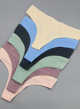 欧美性感内裤女棉透气低腰丁字裤运动健身瑜伽桃臀无痕t字裤