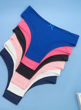 5条内裤女透气棉裆低腰女士三角底裤裤头女生少女纯色运动短裤