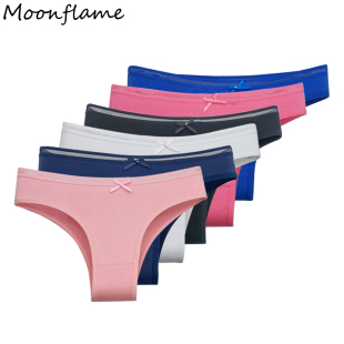 头女生少女纯色运动短裤 裤 女透气棉裆低腰女士三角底裤 5条内裤