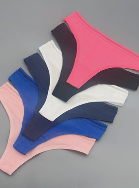 5条性感棉少妇丁字裤女棉质健身无痕瑜伽运动丁字裤低腰内裤