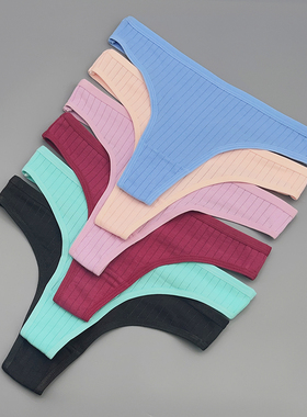 欧美性感内裤女棉透气低腰丁字裤运动健身瑜伽桃臀无痕t字裤