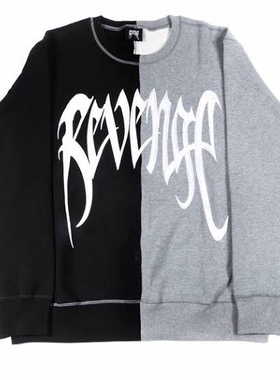 【现货】REVENGE卫衣黑灰拼接刺绣标志xxxtentacion美潮牌