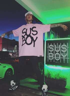 【现货】PINK LILPEEP SUS BOY TEE  SHIRT 短袖体恤OVERSIZE潮牌
