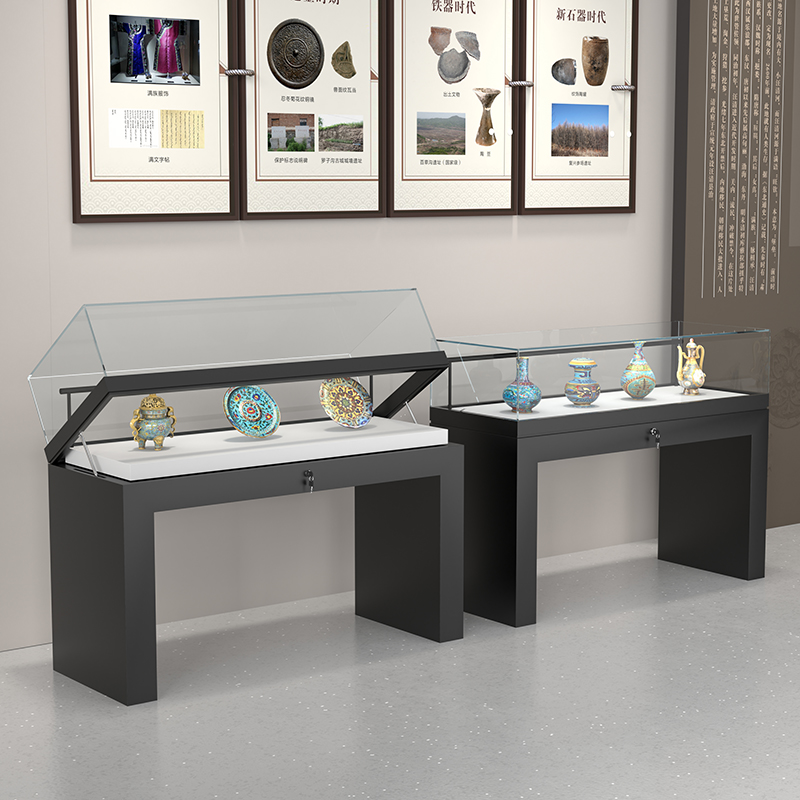博物馆玻璃展示柜玉器古董展览柜台瓷器字画液压产品陈列柜定制
