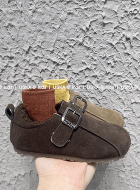 UskA2025年春秋新款儿童男女童软底休闲鞋时尚百搭真皮潮棉鞋复古