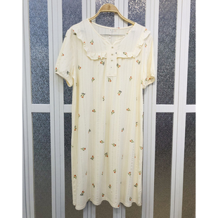 柔善睡衣2025新款女士针织棉薄款短袖中长款连衣裙甜美家居服睡裙