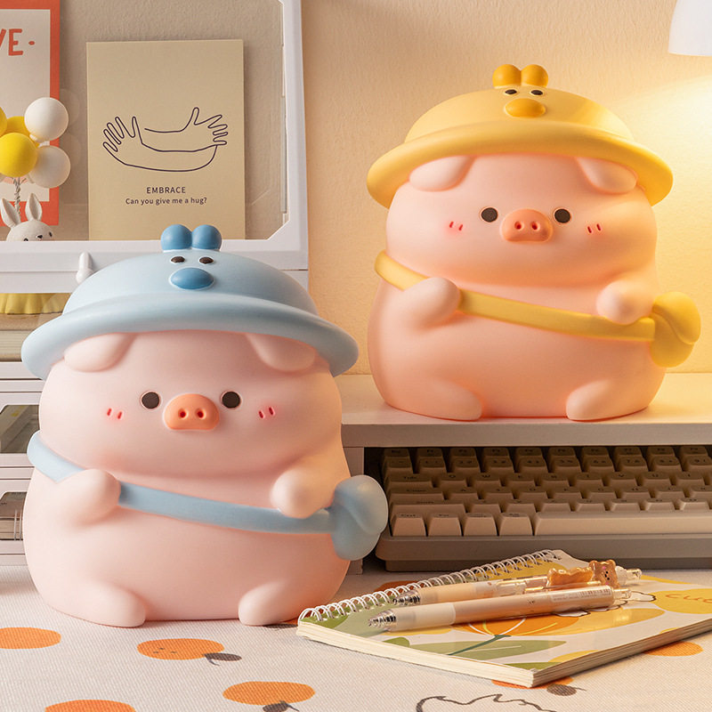 嘟嘟猪存钱罐儿童卡通玩具公仔搪胶防摔储蓄罐大容量可存可取礼物