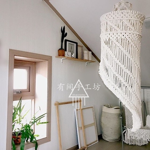 手工编制波希米亚挂毯 修软装 咖啡馆餐厅样板房装 饰吊灯罩 民宿装