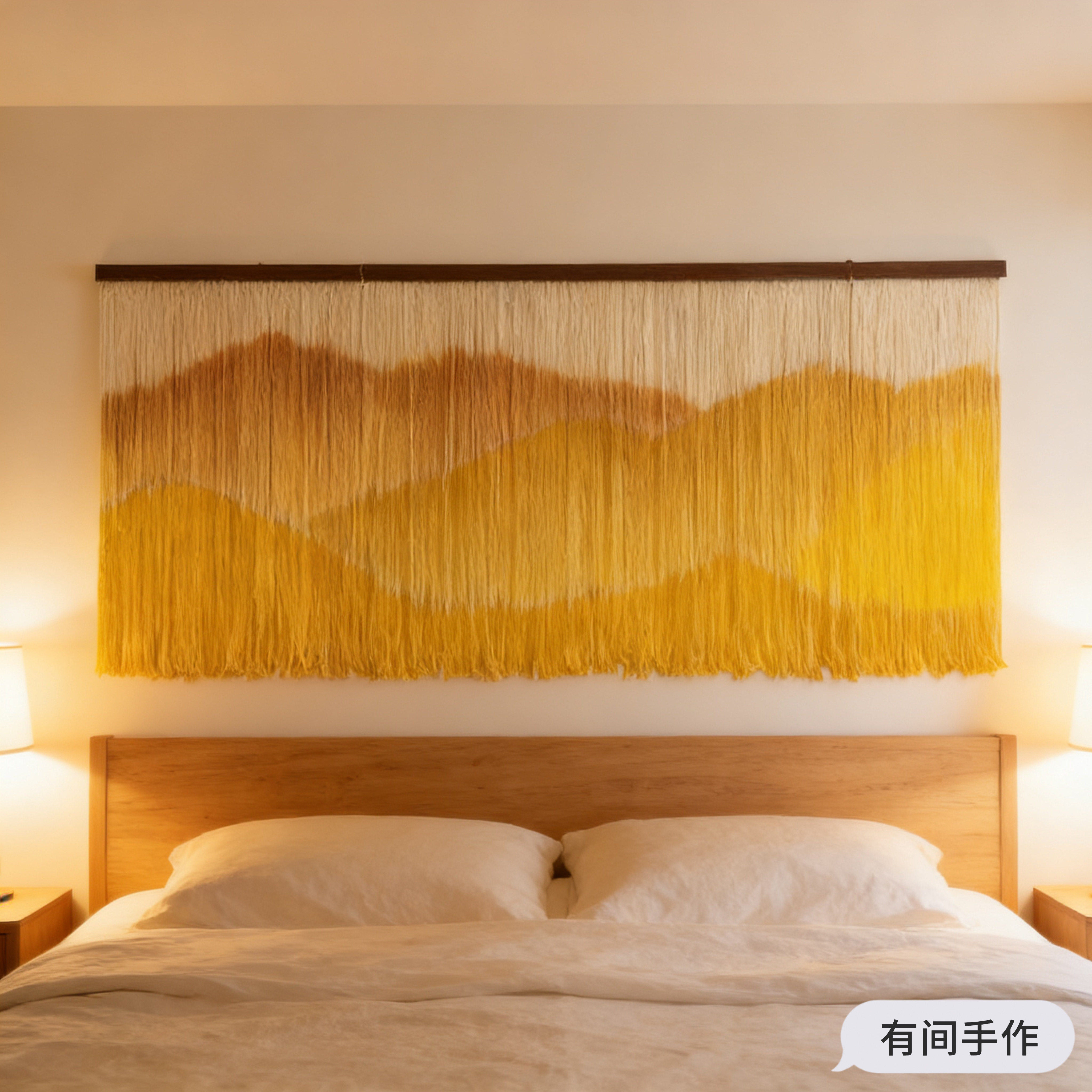金黄山手工染色波浪纹吸音挂毯