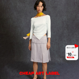 新款 cheap 绳扣系结半身裙女26春季 label灰色雪纺百褶裙中式 art