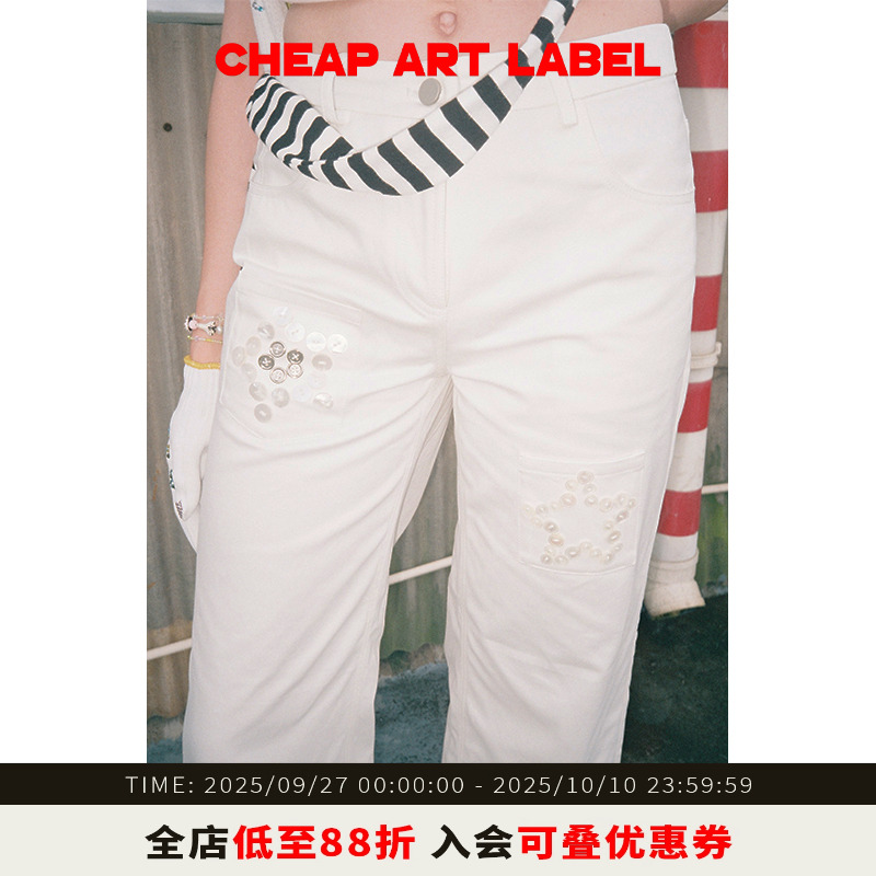 cheapartlabel低腰阔腿牛仔裤