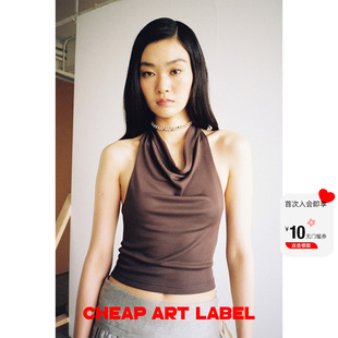 cheap label 三色针织系带荡领小背心挂脖上衣女2026春夏新款 art