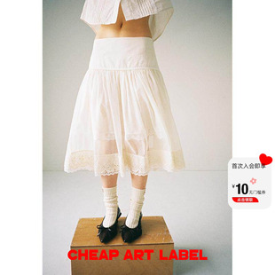 新款 cheap 米白色多层蕾丝拼接半透纱裙半身裙女26春季 label art