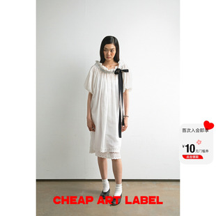 抽绳连衣裙附衬裙26春新款 cheap 两件套落肩系带泡泡袖 label art