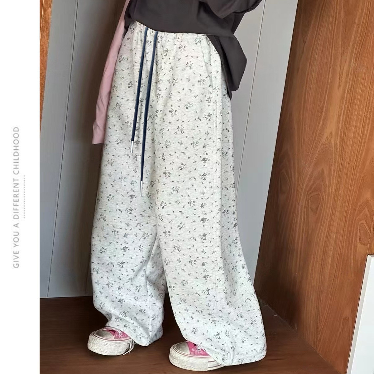 女童裤子秋装新款2025洋气女宝宝碎花裤儿童宽松韩版阔腿裤百搭