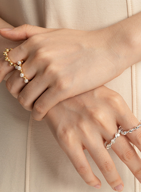 【新品】SOFTROOM海光系列双面水珠戒指女食指戒天然珍珠63OAKAVE