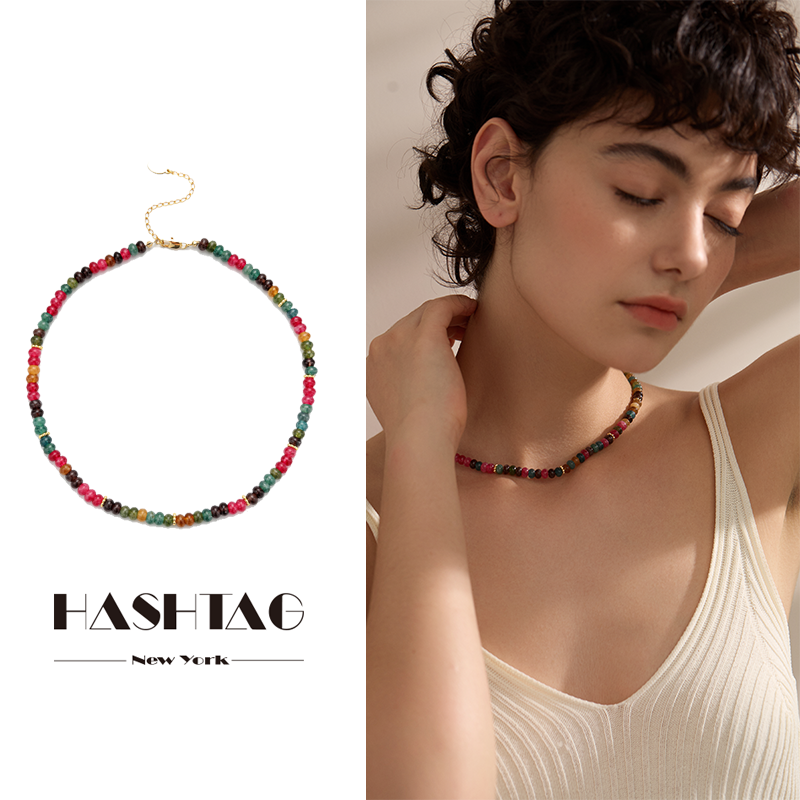 HASHTAG天然石碧玺串珠项链
