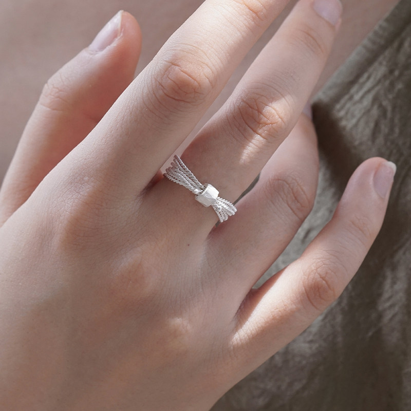 一寸十里 编织系列 流萤纯银戒指小众设计气质闭口戒女63 OAK AVE