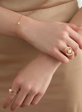 UNFOLDS无限永恒珍珠开口戒指63OAKAVE