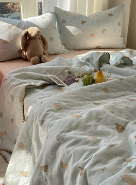 可爱儿童夏凉被全棉双层纱透气空调被纯棉盖被夏季办公室午睡薄被