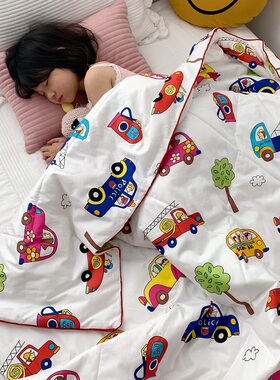 汽车全棉儿童夏凉被幼儿园午睡春秋被子卡通纯棉宝宝空调薄被男孩