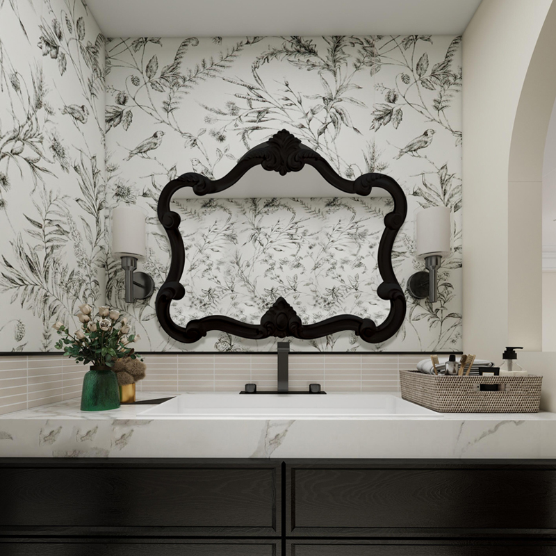 带灯除雾浴室镜异形装饰艺术镜轻奢法式时尚化妆镜酒店玄关梳妆镜