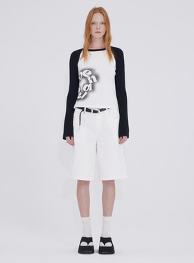 设计师品牌VenaLabel24春夏新款黑白休闲宽松显瘦撞色印花针织衫