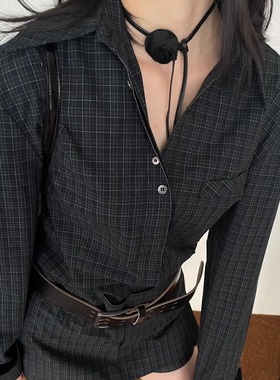 ASCRIPTION25春夏女士法式复古经典格纹复古衬衫长袖上衣