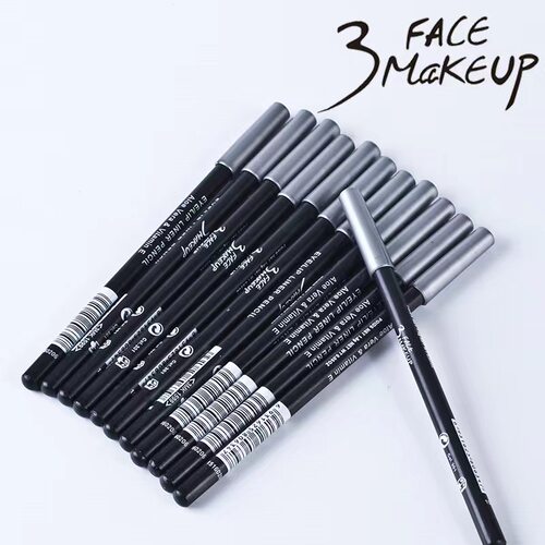 3FACEMAKEUP/第三面全球化妆师专用碳黑眼线笔眉笔两用防水持久