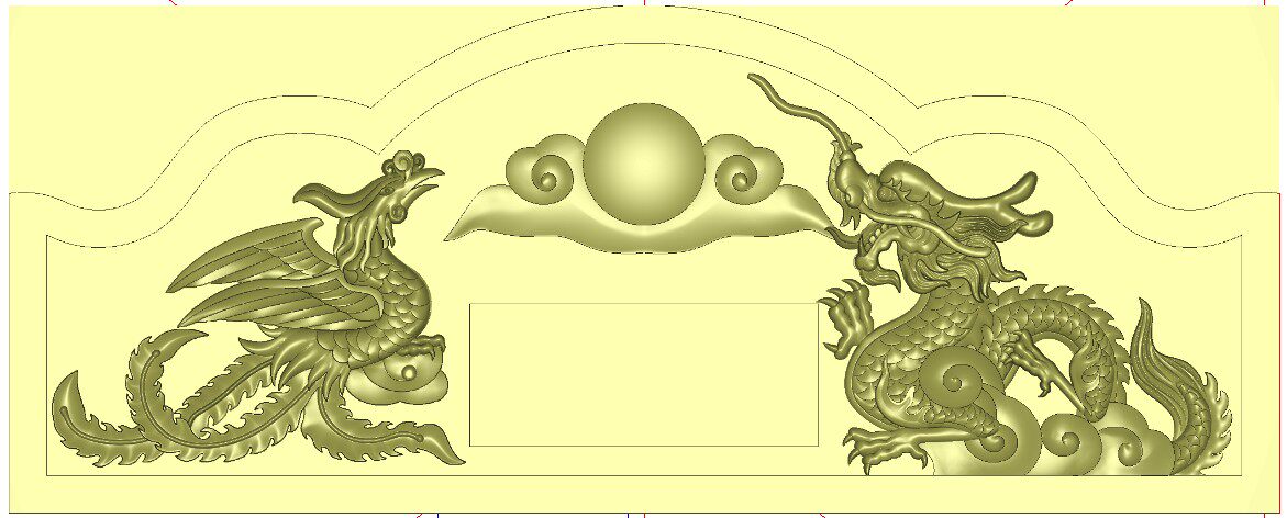 碑帽雕刻精雕图浮雕图墓碑精雕图墓碑碑头祥云龙凤图精雕图灰度图