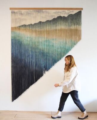 北欧波西米亚风手工大型背景斜面异形染色海景风网红直播个性挂毯