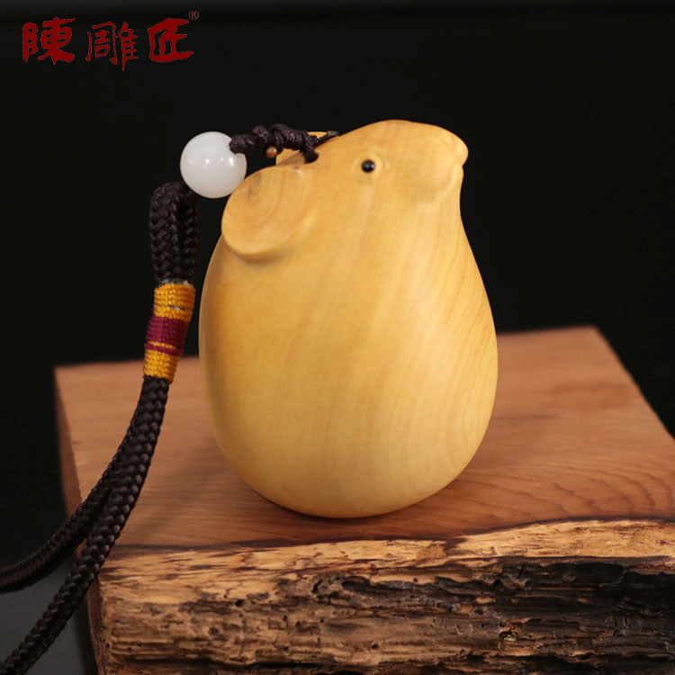 生日礼品摇钱小叶黄杨木雕