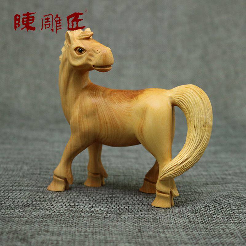 陈雕匠黄杨木雕十二生肖动物摆件包邮牛虎兔龙蛇羊猴鸡工艺饰品马