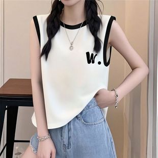 宽松港风休闲ins上衣潮流 2025新款 纯棉美式 潮流无袖 背心T恤女夏季